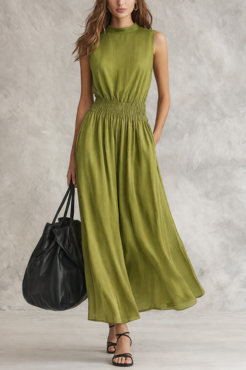 Silvina | Vestido Maxi com Cintura Shirring que Solta e Define ao Mesmo Tempo