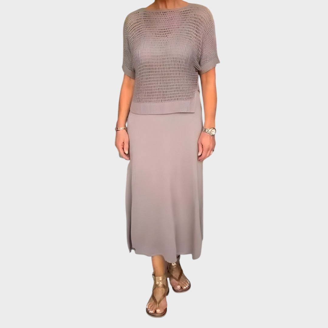 Liza | Vestido com Blusa de Tricô Conjunto de Duas Peças