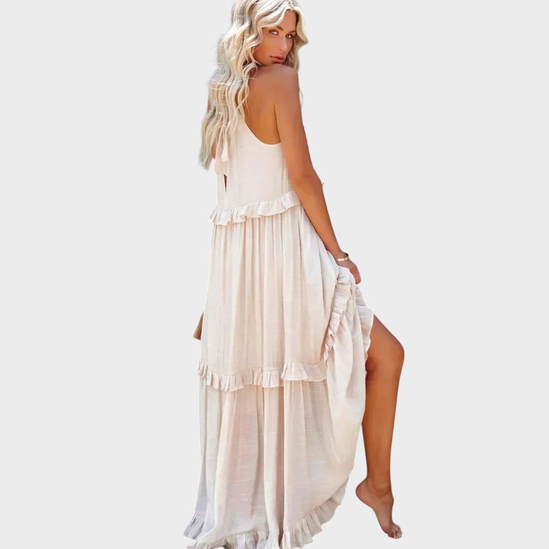 Landry | Vestido Sem Mangas com Acabamento de Babados