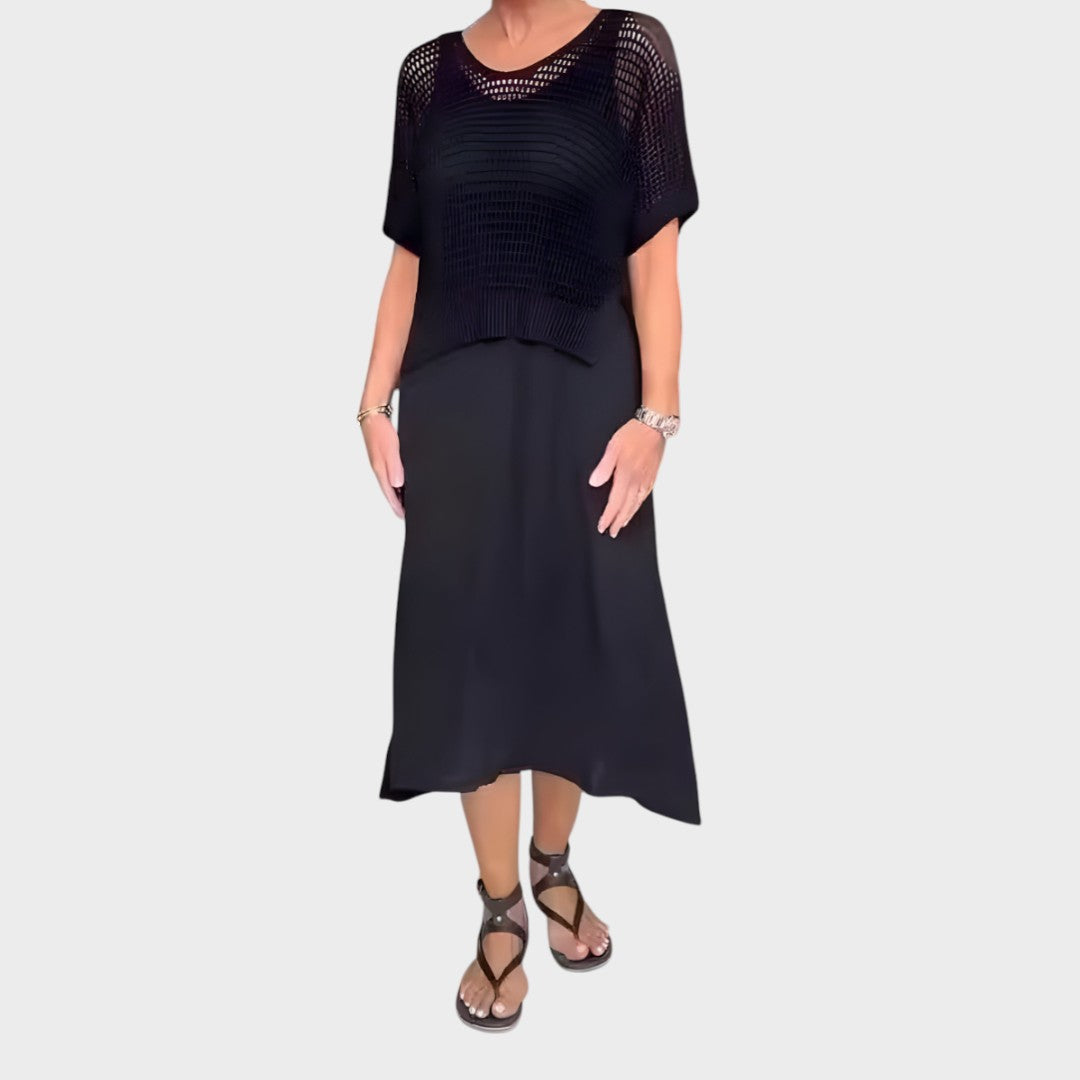 Liza | Vestido com Blusa de Tricô Conjunto de Duas Peças