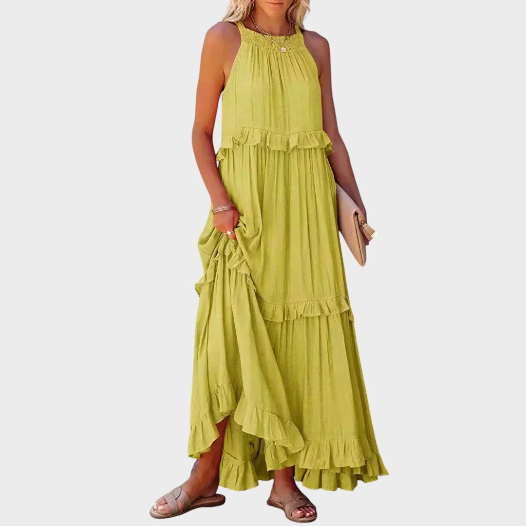 Landry | Vestido Sem Mangas com Acabamento de Babados