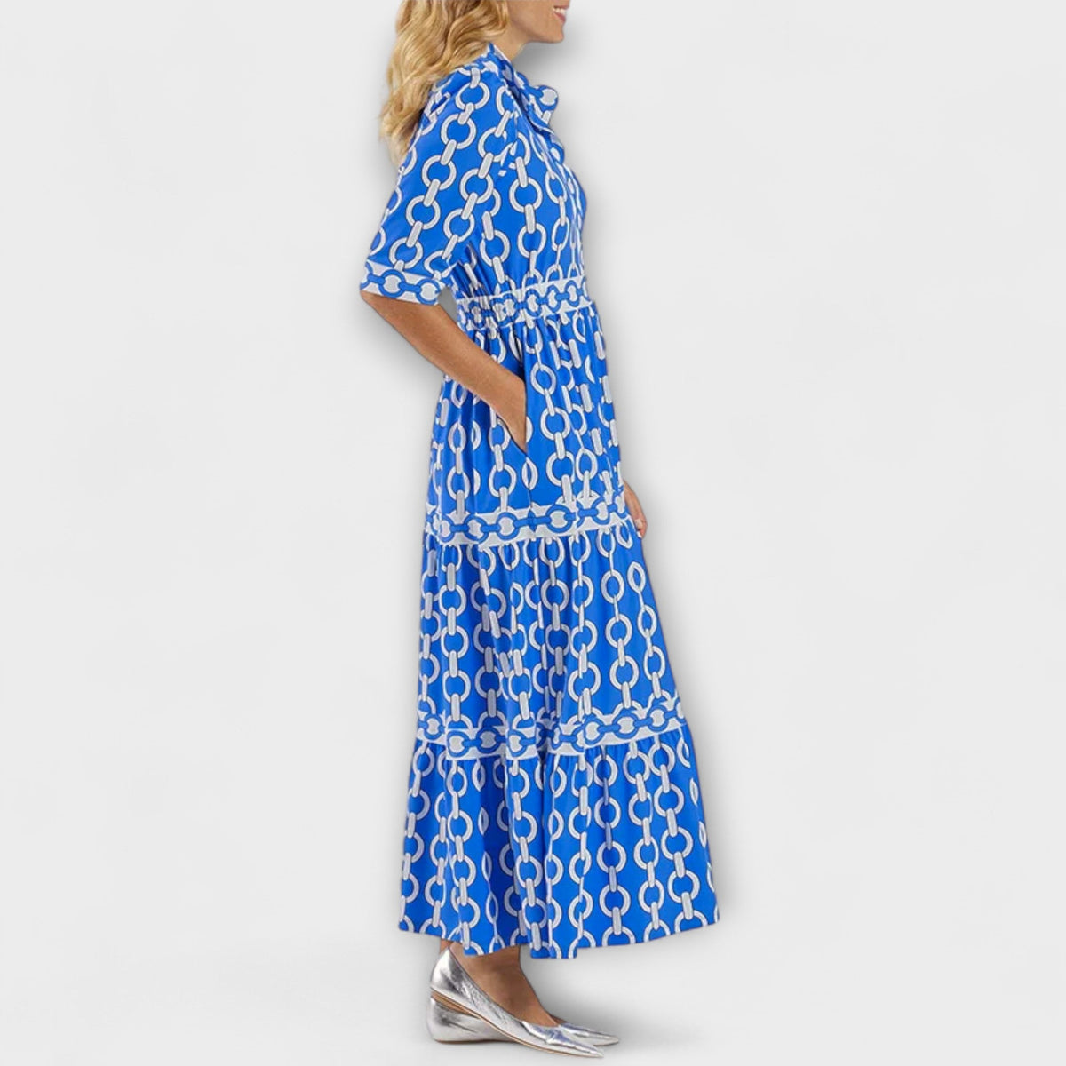 Jude | Vestido Midi com Manga 3/4 e Gola Camisa