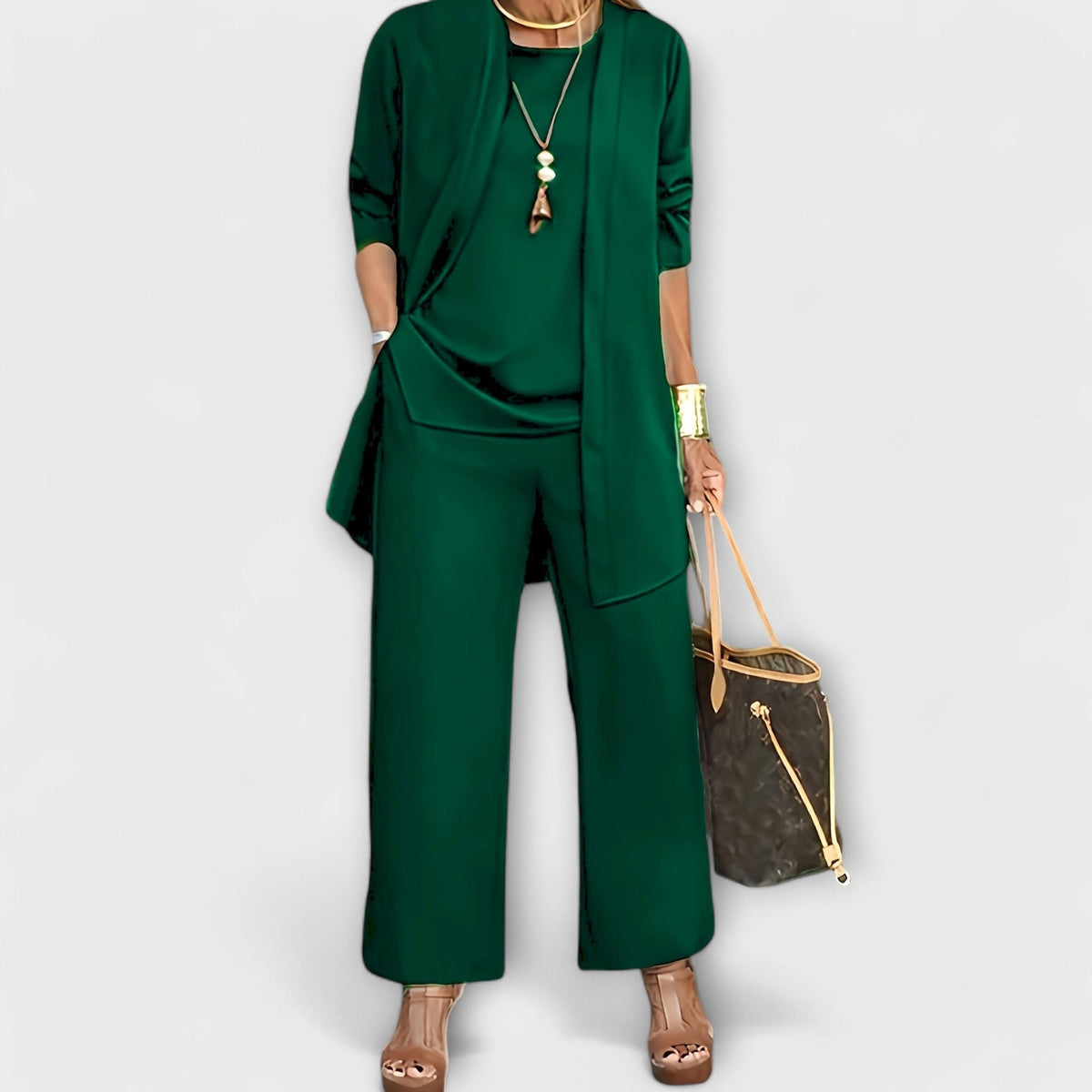 Sofía | Conjunto de 3 Peças com Calça, Top e Cardigã Soltinhos