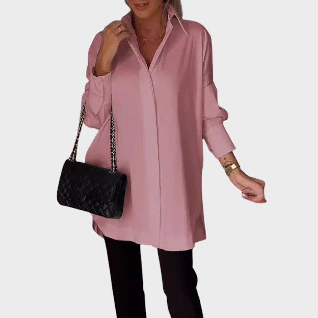 Alícia | Camisa Oversized de Manga Longa em Algodão e Seda