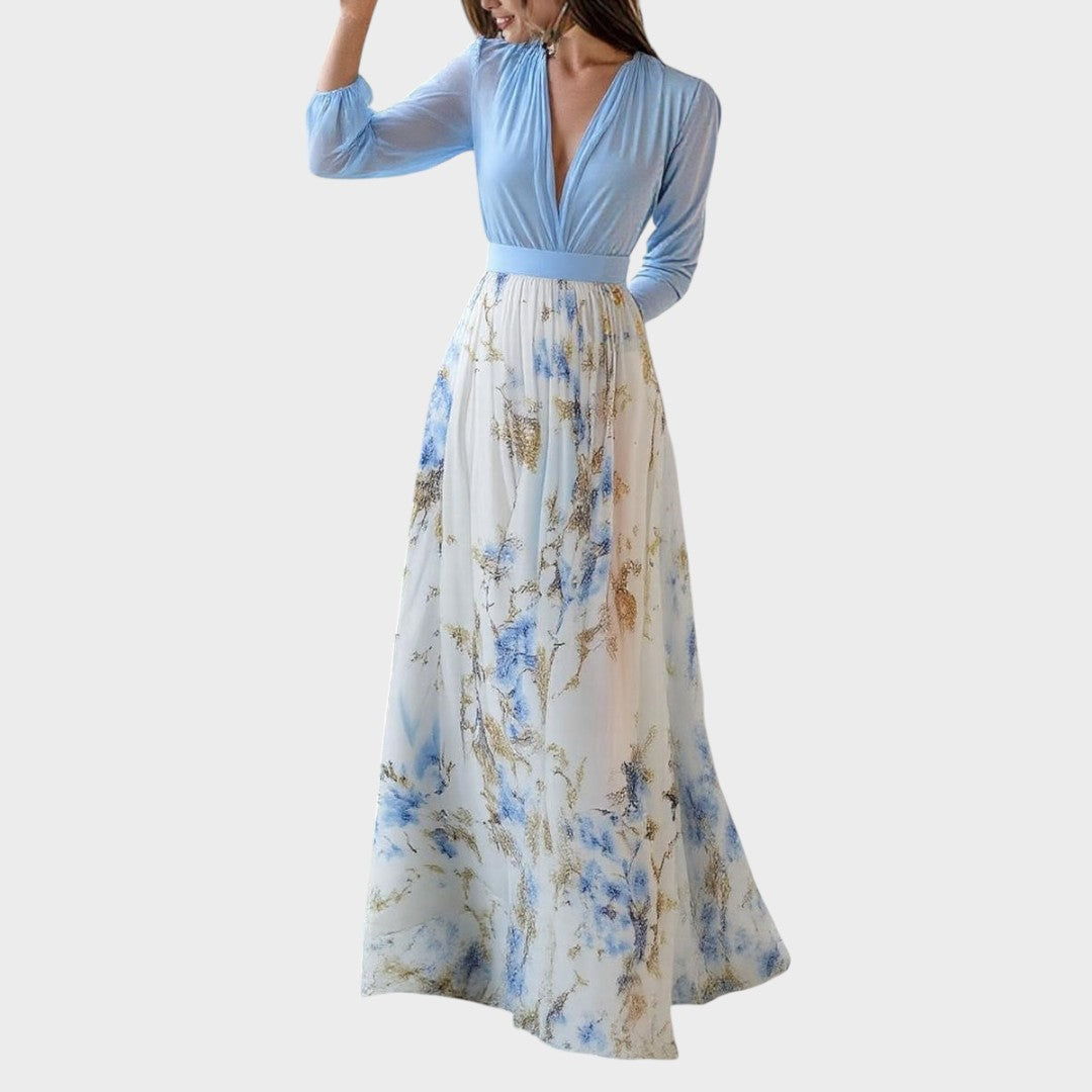 Helena | Vestido Longo com Estampa Floral Deslumbrante