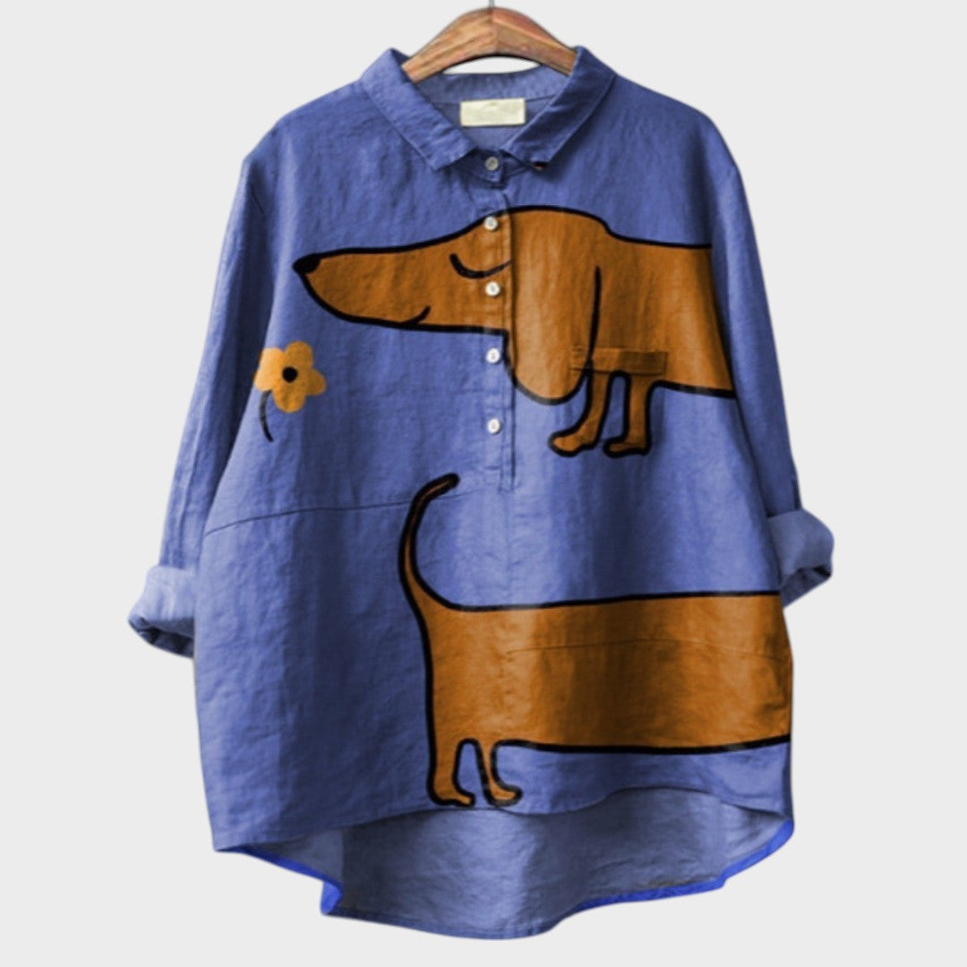Asta | Blusa Fluida com Estampa Divertida de Cachorrinhos