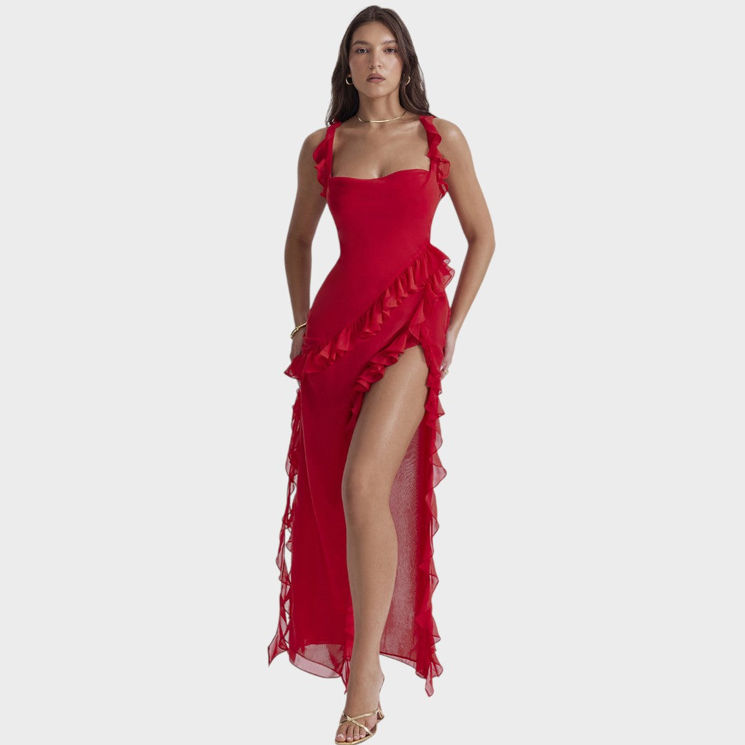 Amira | Vestido Longo Bordô
