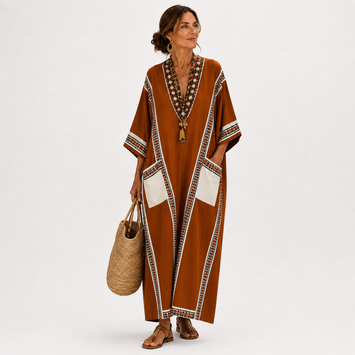 Caftan Nadia Terracota Étnico