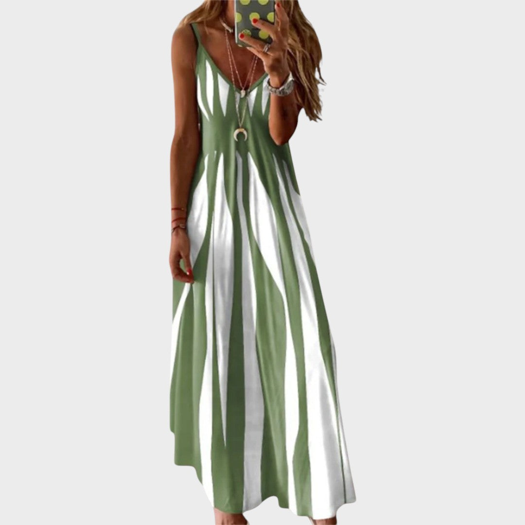 Anita | Vestido Longo Listrado Sem Mangas