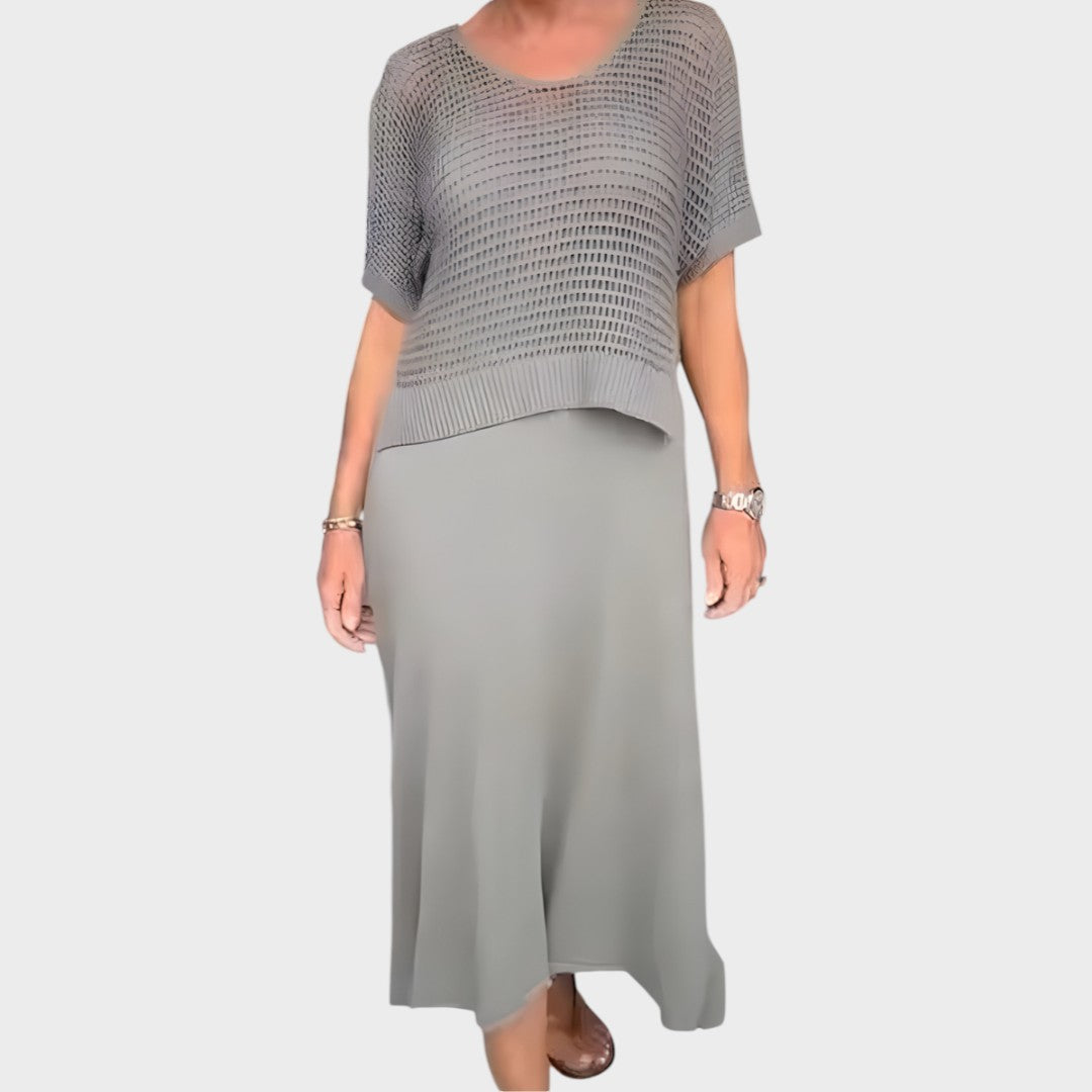 Liza | Vestido com Blusa de Tricô Conjunto de Duas Peças