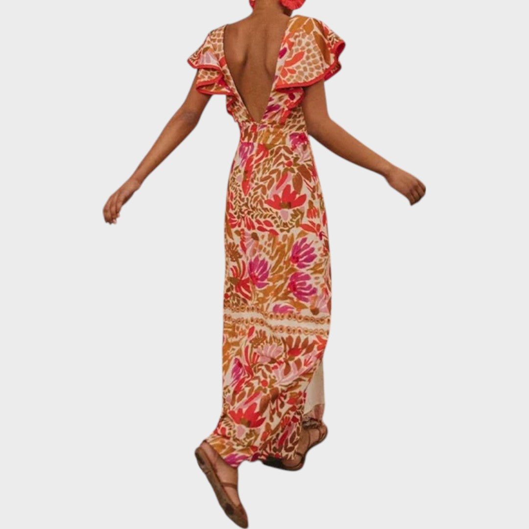 Jessy | Vestido Midi com Decote em V e Fenda para Dias Quentes