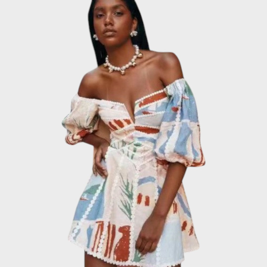 Sabella | Vestido Curto Floral Boho Chic