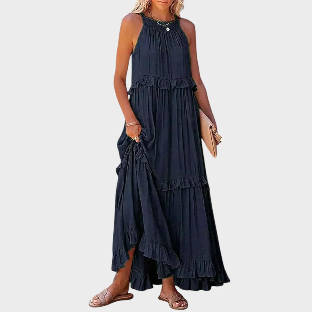 Landry | Vestido Sem Mangas com Acabamento de Babados