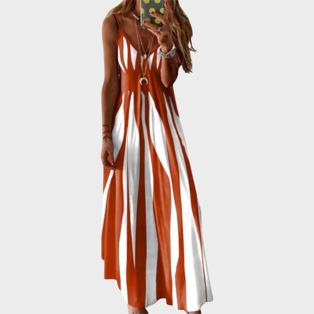 Anita | Vestido Longo Listrado Sem Mangas