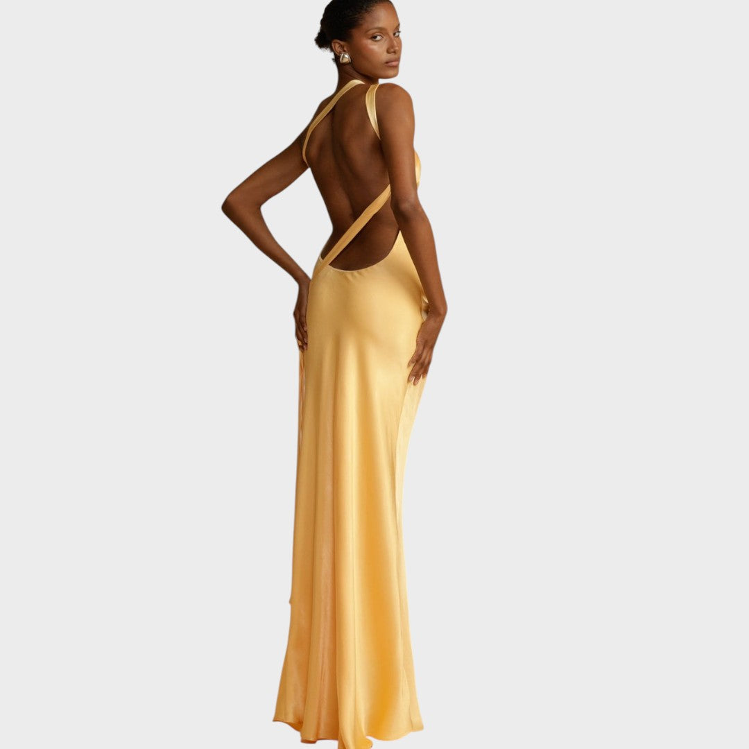 Muriel | Vestido Longo de Cetim com Caimento Elegante e Toque Luxuoso