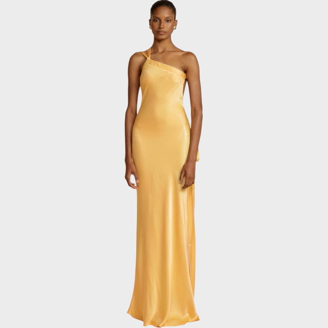 Muriel | Vestido Longo de Cetim com Caimento Elegante e Toque Luxuoso