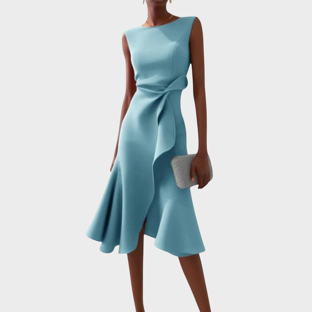 Letícia | Vestido Midi Drapeado Sem Mangas
