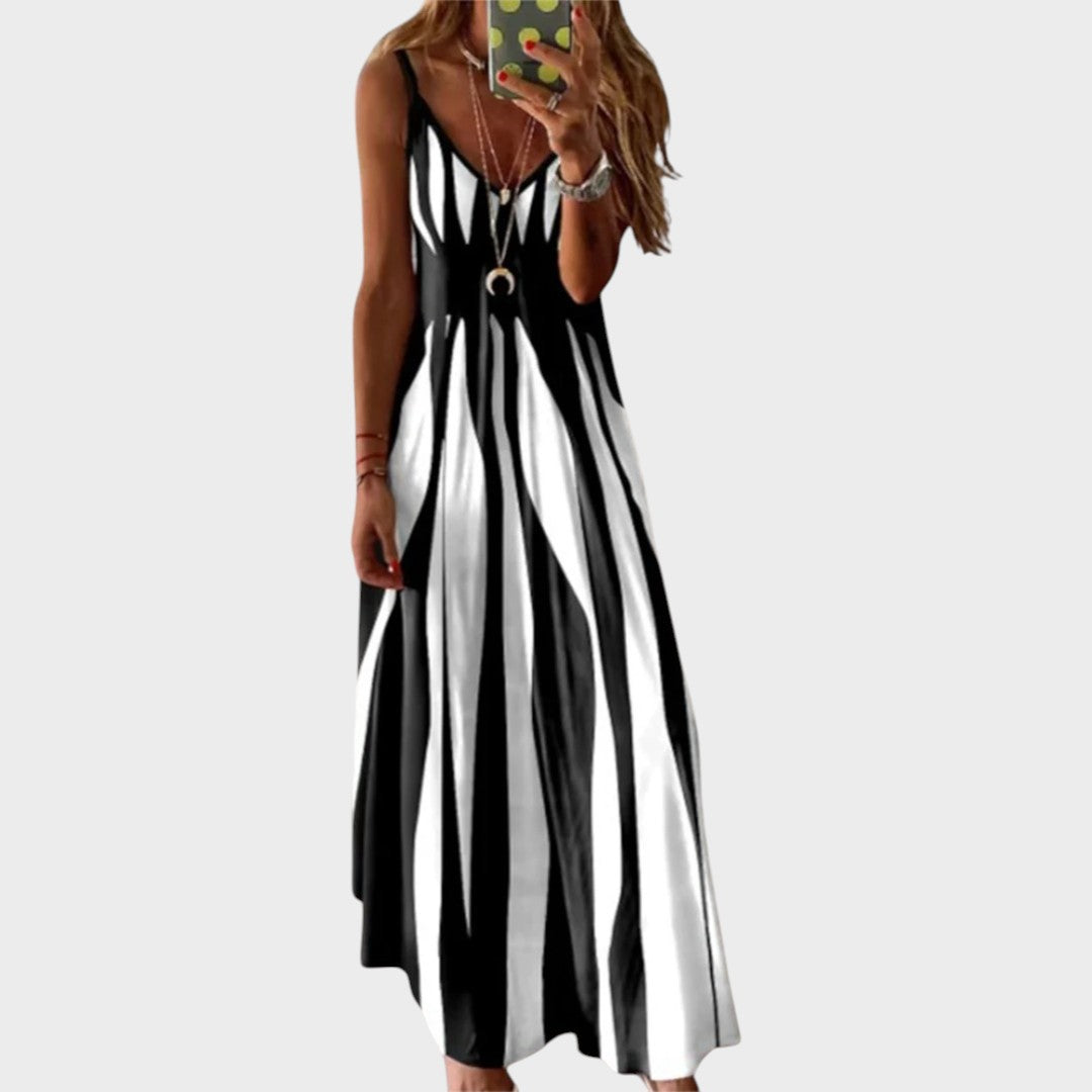 Anita | Vestido Longo Listrado Sem Mangas