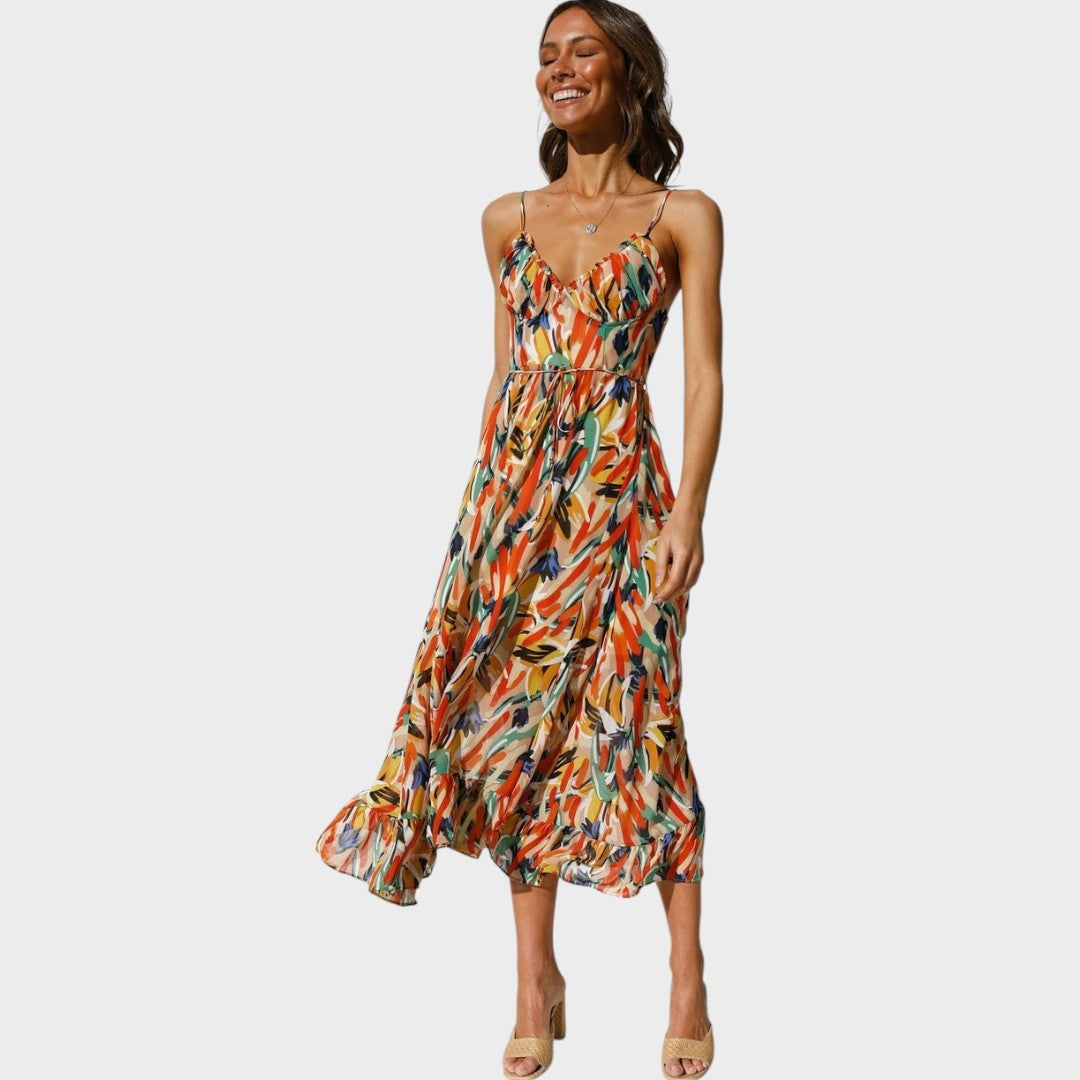 Milou | Vestido Midi com Alças e Decote em V