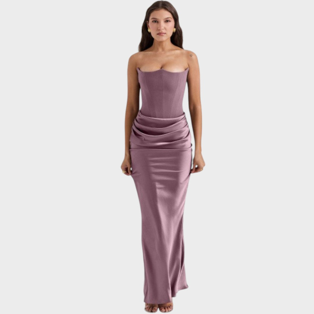 Flora | Vestido de Cetim com Top Incorporado