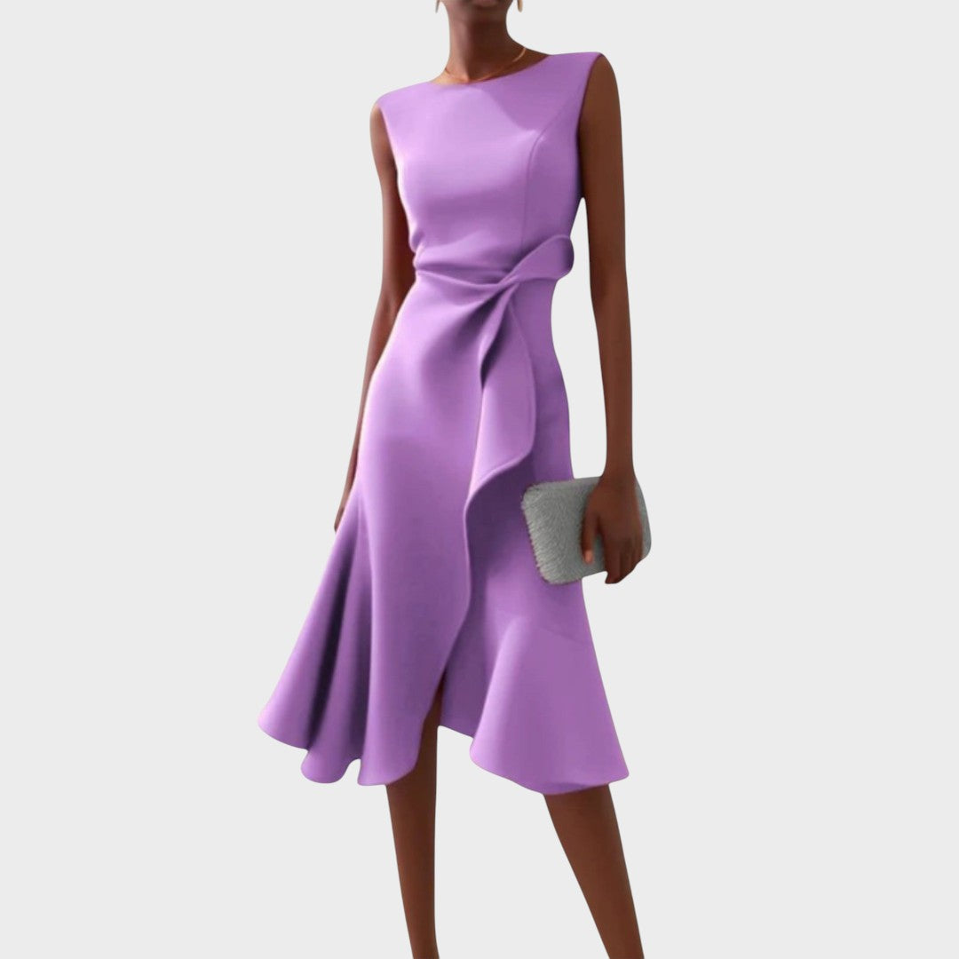 Letícia | Vestido Midi Drapeado Sem Mangas
