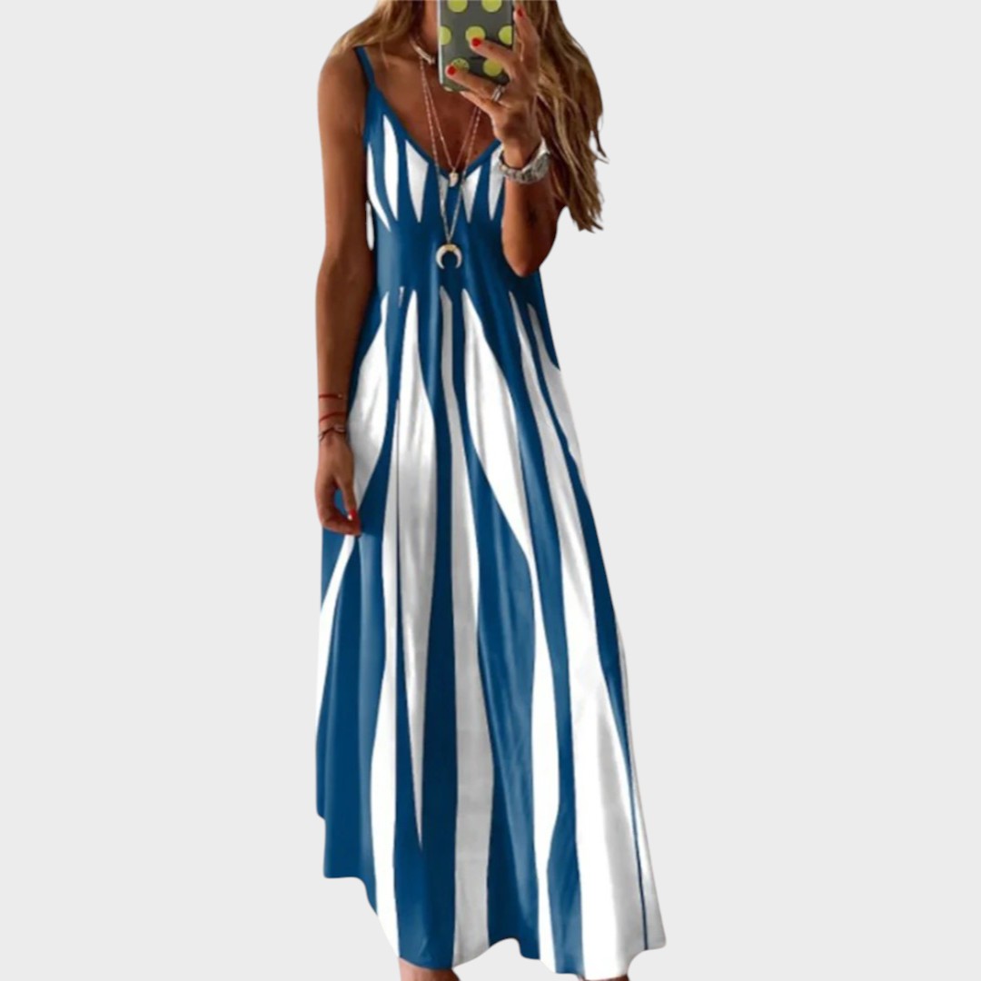 Anita | Vestido Longo Listrado Sem Mangas