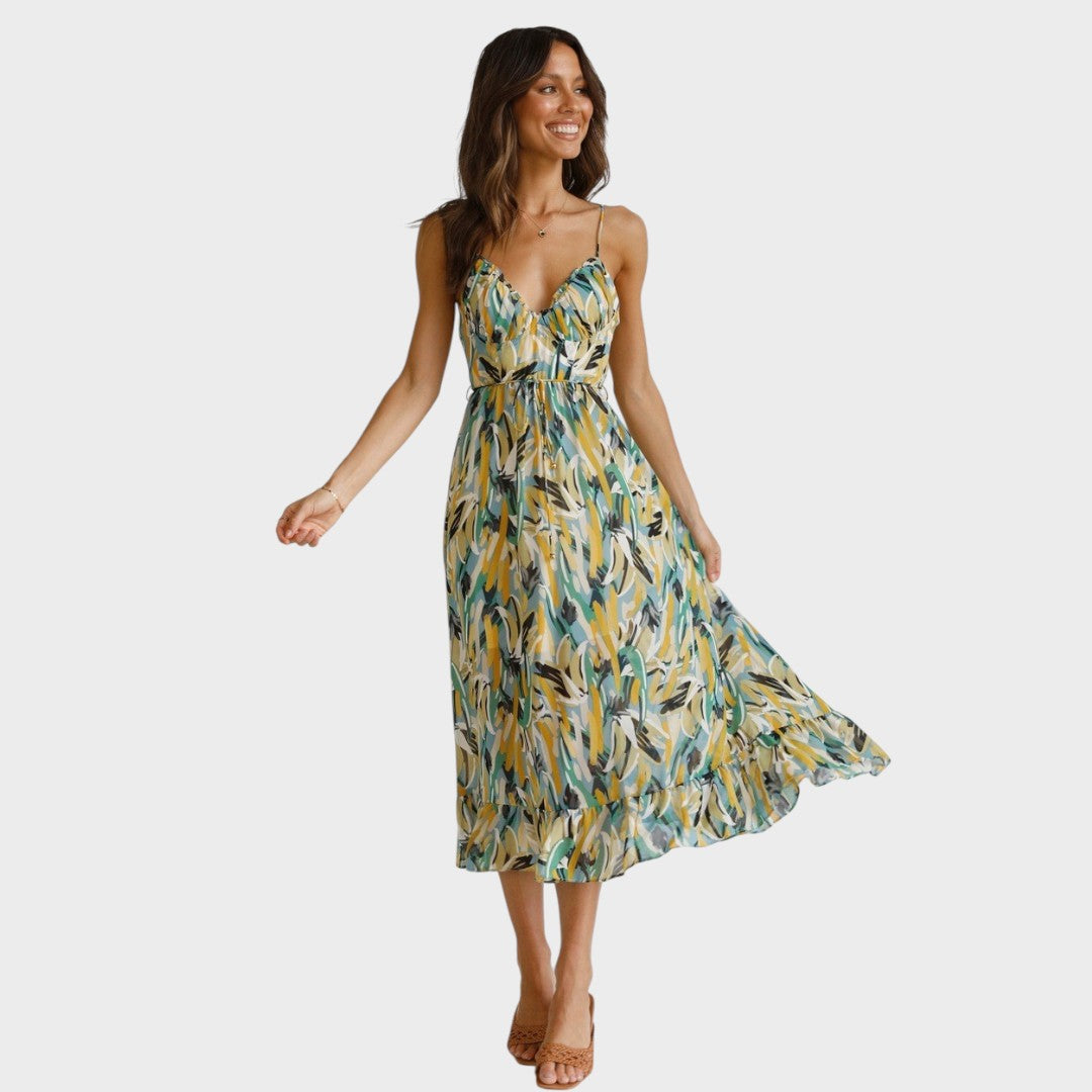 Milou | Vestido Midi com Alças e Decote em V