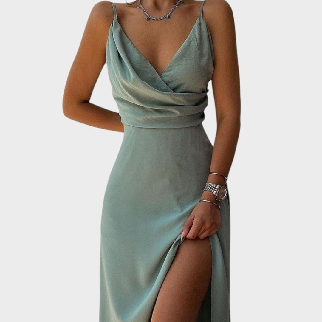 Rosa | Vestido com Alças Finas e Decote em V