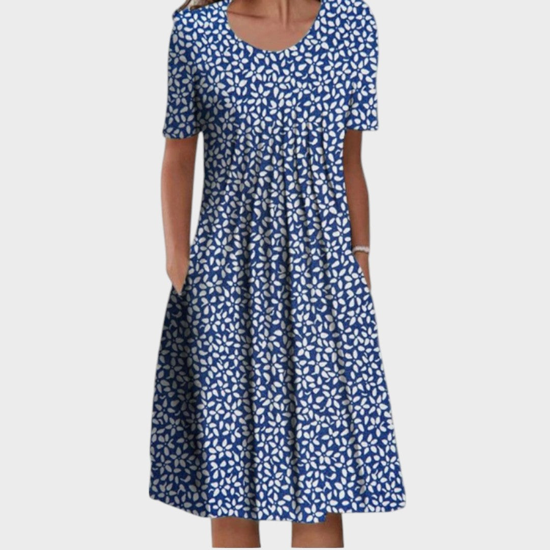 Valéria | Vestido Floral com Frente Plissada