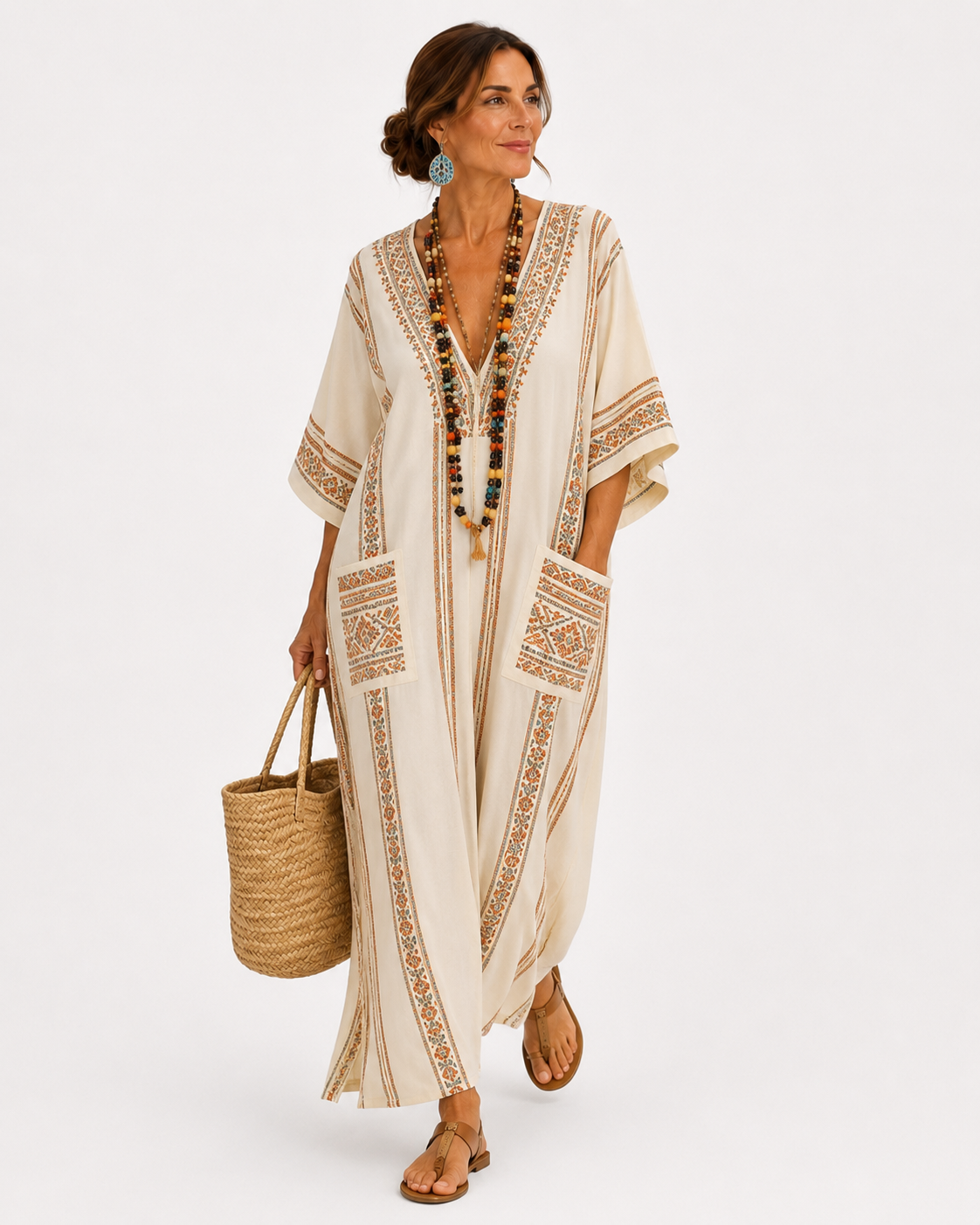 Caftan Dalia Bege Étnico