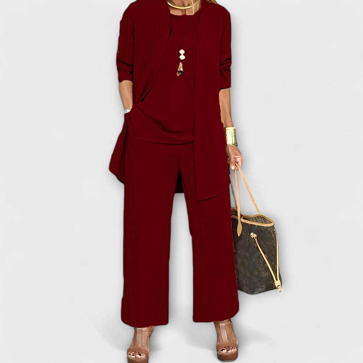 Sofía | Conjunto de 3 Peças com Calça, Top e Cardigã Soltinhos