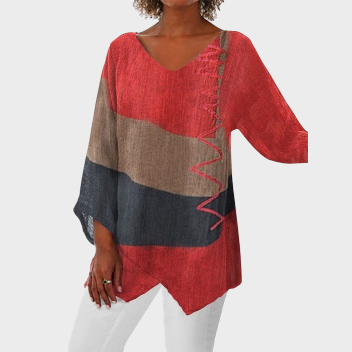 Harper | Blusa Decote V com Design Color Block