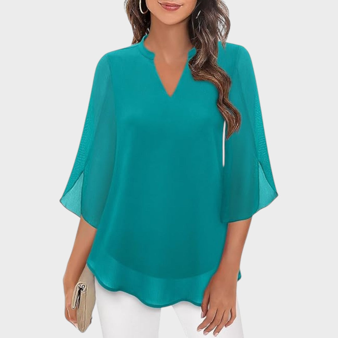 Marina | Blusa Manga 3/4 Fluida com Decote V