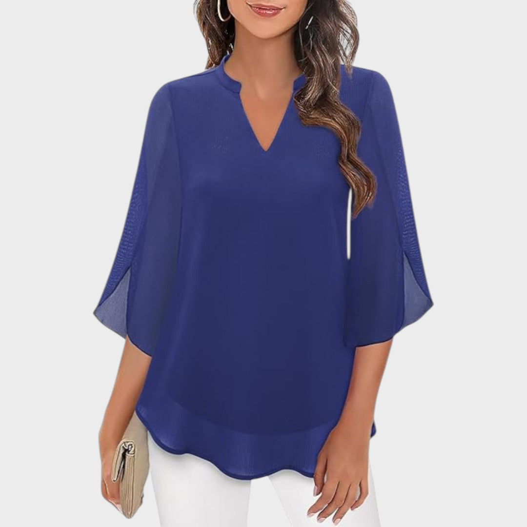 Marina | Blusa Manga 3/4 Fluida com Decote V