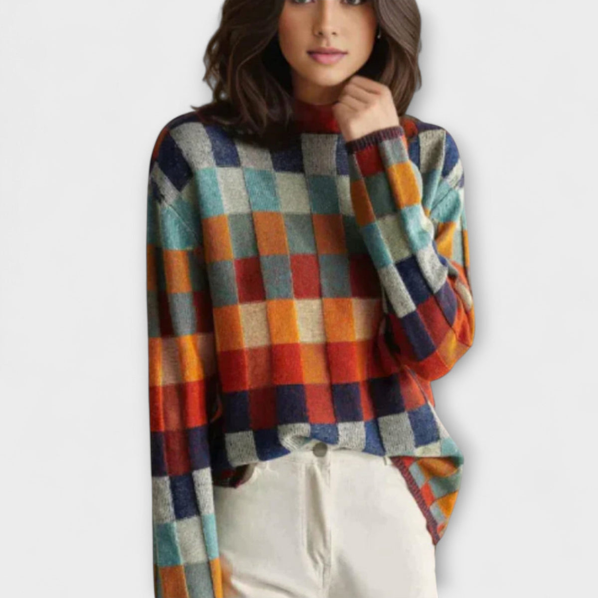Berthe - Suéter de Gola Alta em Tricô de Cashmere