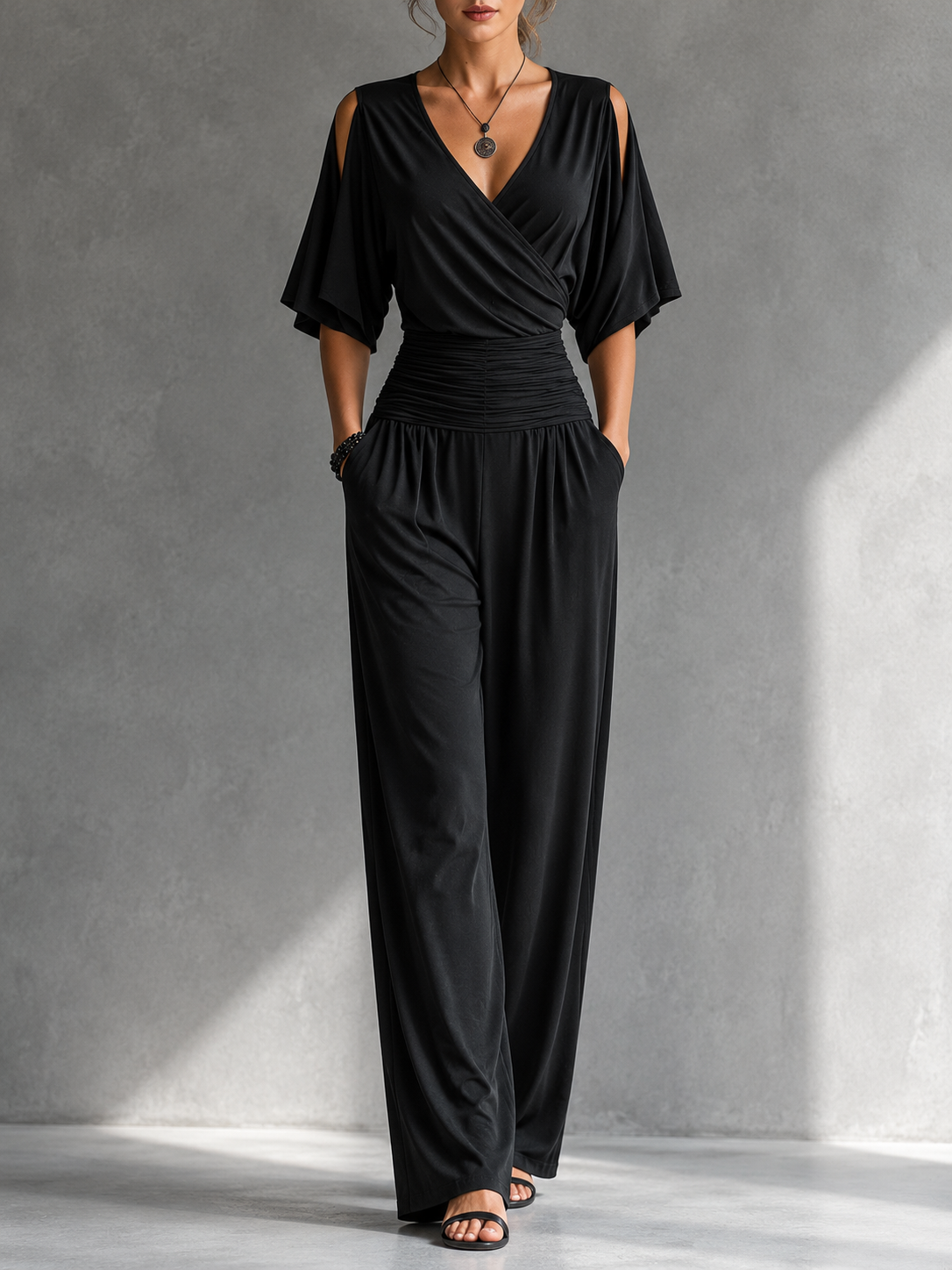 Alia | Conjunto Elegante com Top Transpassado e Calça Pantalona