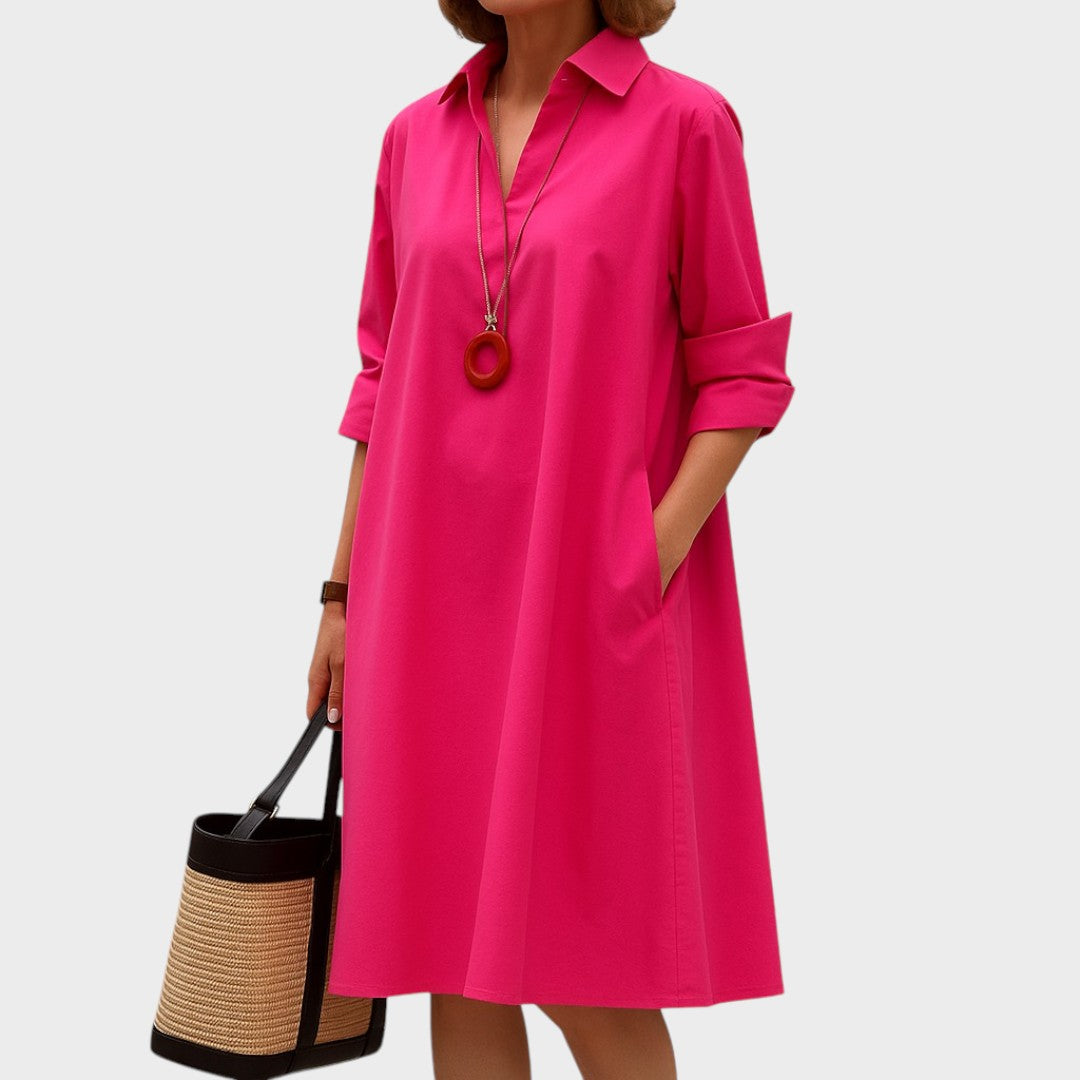 Télia | Vestido Chemisier Fluido que Se Move com Você nos Dias de Verão