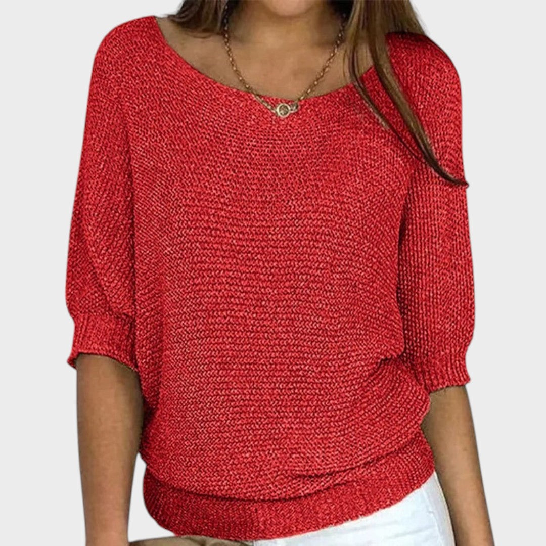 Carolina | Blusa de Malha de Meia Manga Básica e Sofisticada