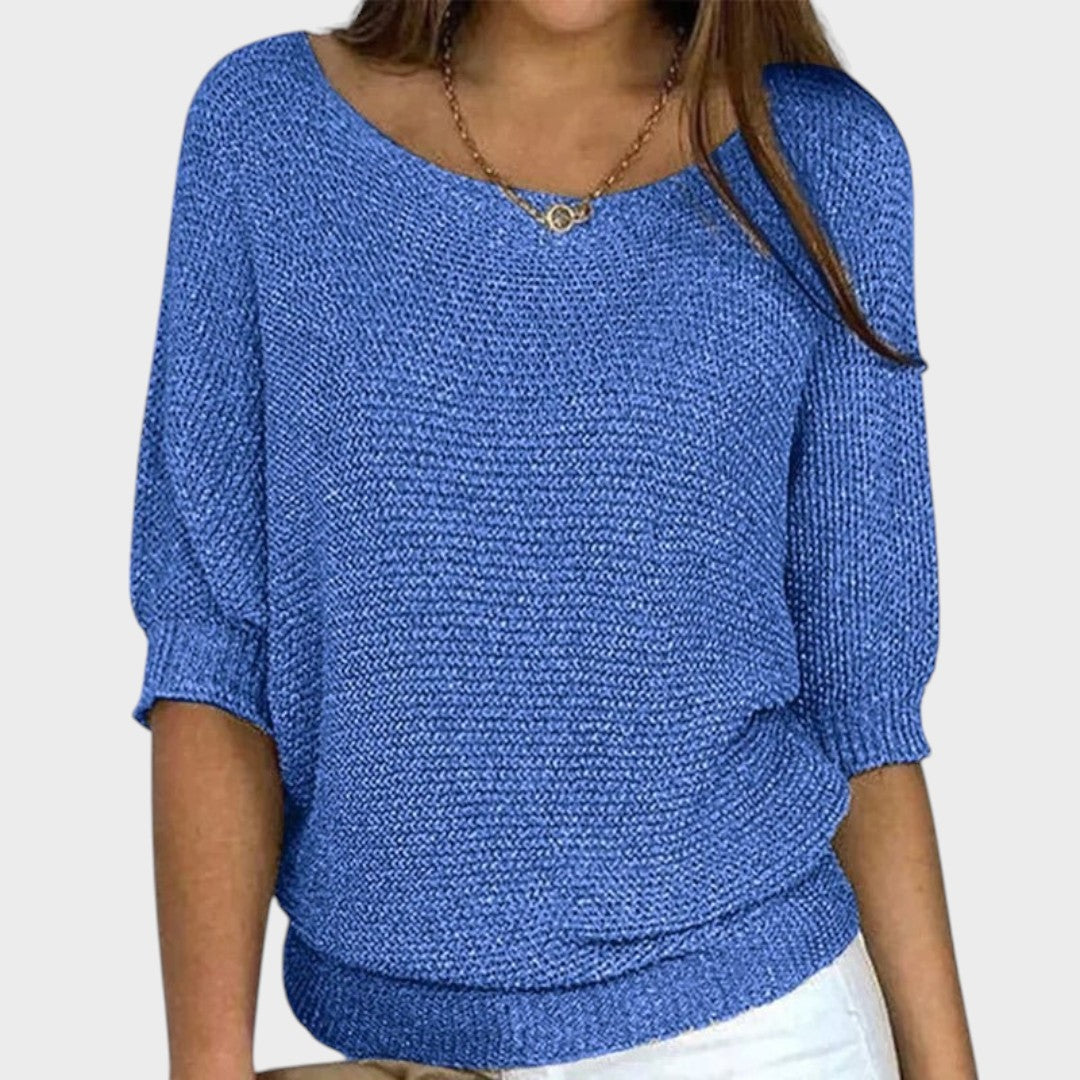 Carolina | Blusa de Malha de Meia Manga Básica e Sofisticada