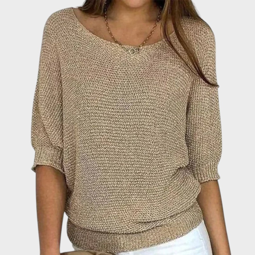 Carolina | Blusa de Malha de Meia Manga Básica e Sofisticada