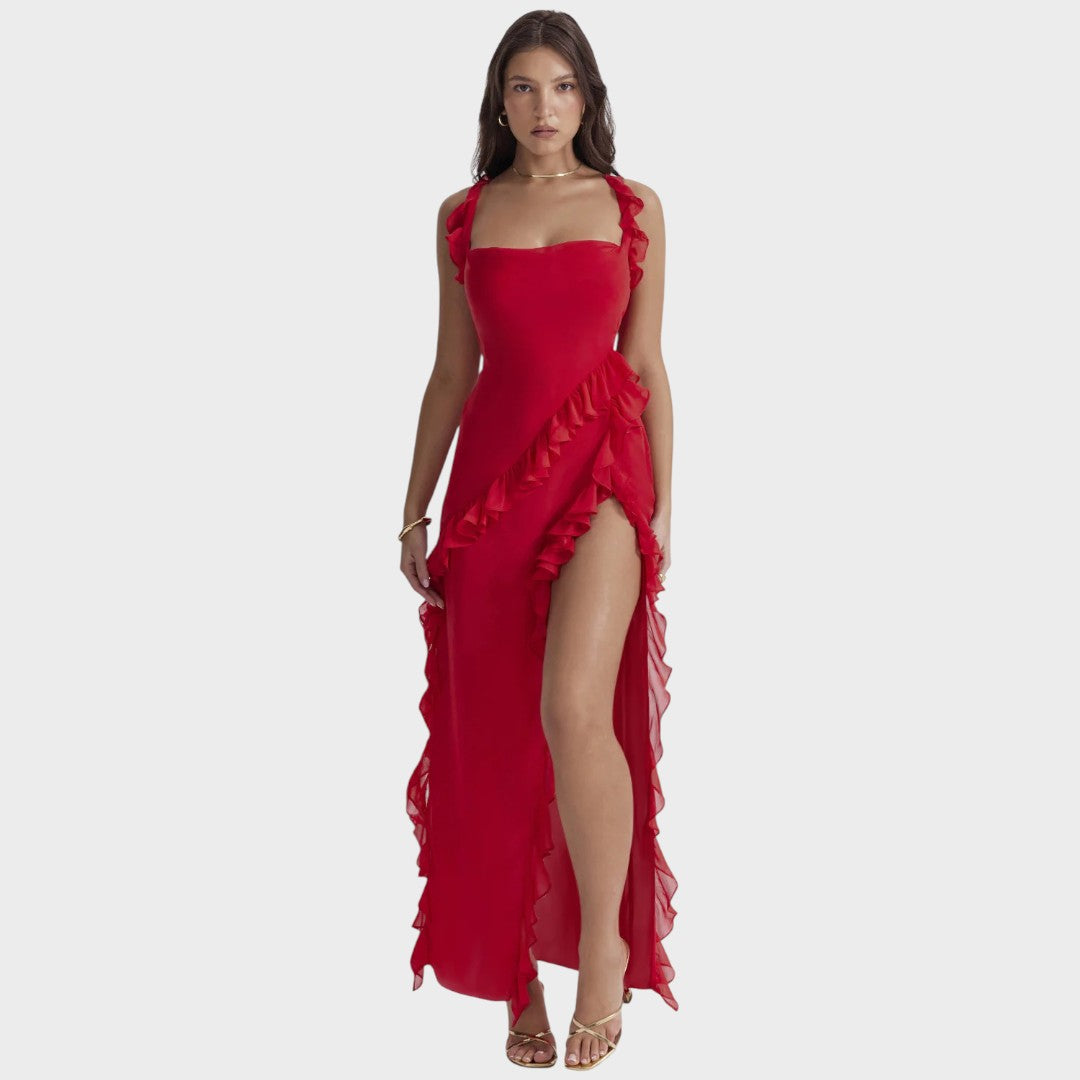 Amira | Vestido Longo Bordô