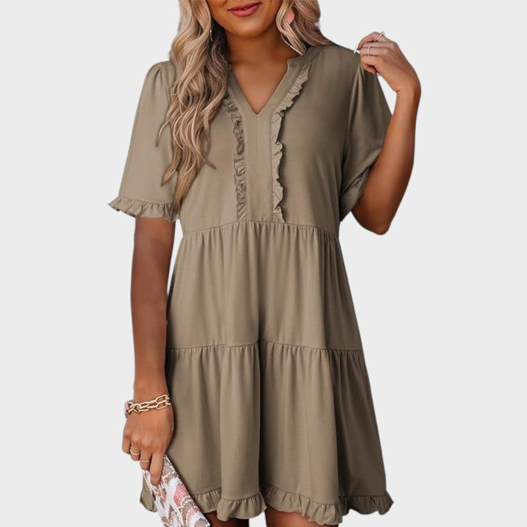 Barbara | Vestido Curto Casual com Decote em V