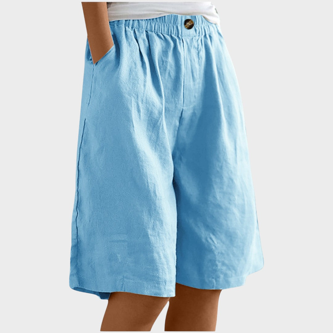 Isabela | Short de Linho Midi Solto e Elegante