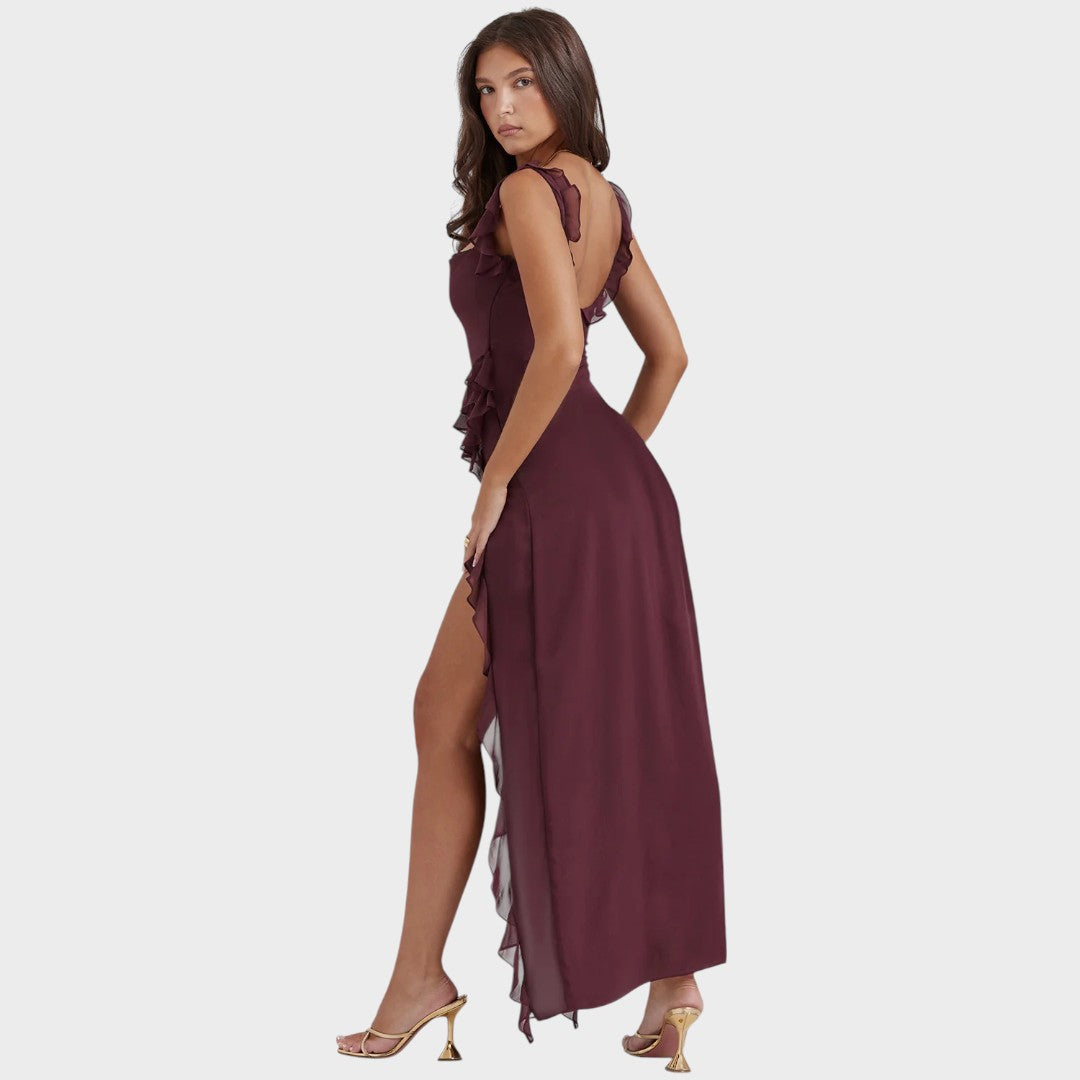 Amira | Vestido largo ciruela oscuro