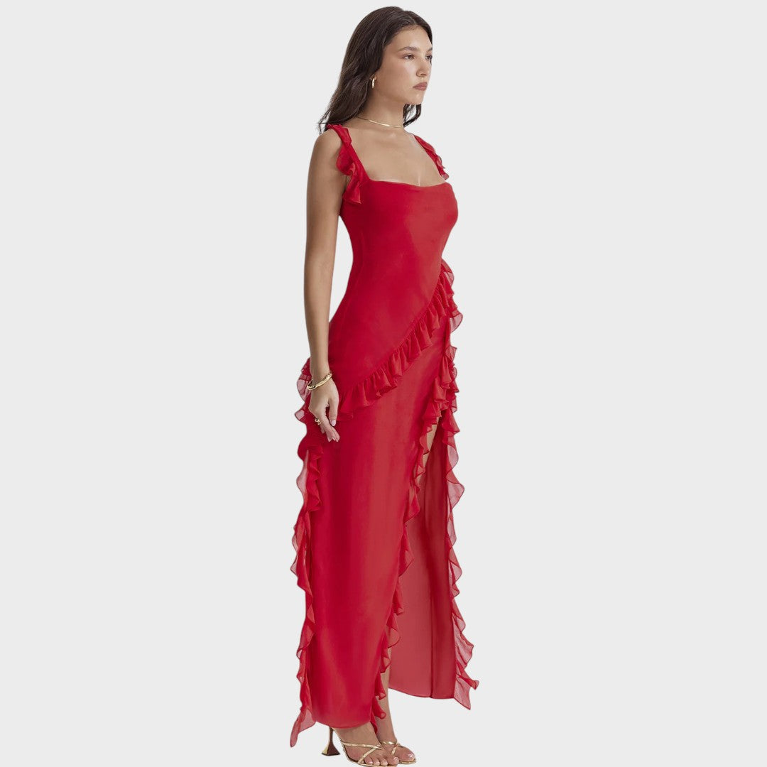 Amira | Vestido Longo Bordô