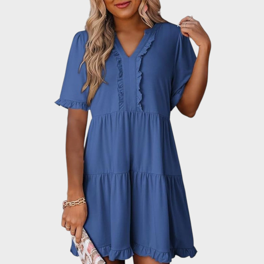 Barbara | Vestido Curto Casual com Decote em V
