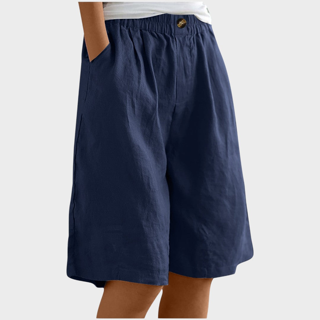Isabela | Short de Linho Midi Solto e Elegante
