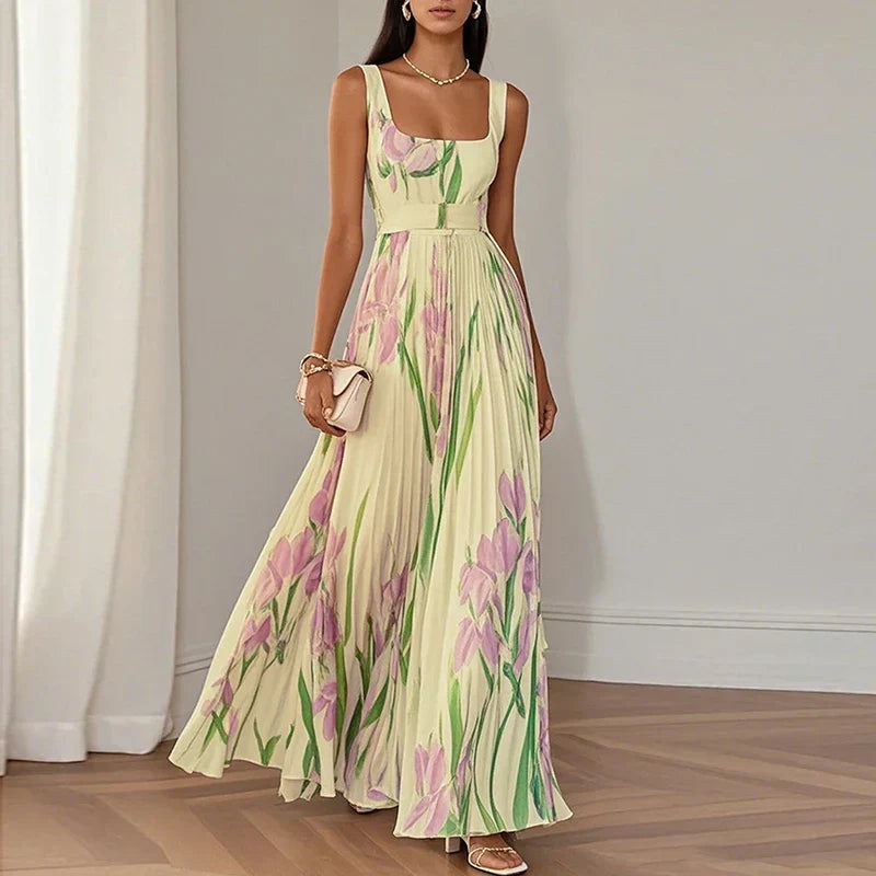 Lidia | Vestido Maxi Floral Elegante em Linha A