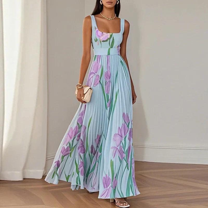 Lidia | Vestido Maxi Floral Elegante em Linha A