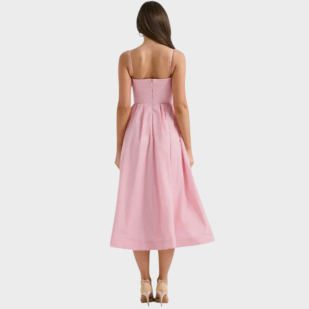 Jovie | Vestido de Alças Finas com Decote Redondo e Cor Lisa